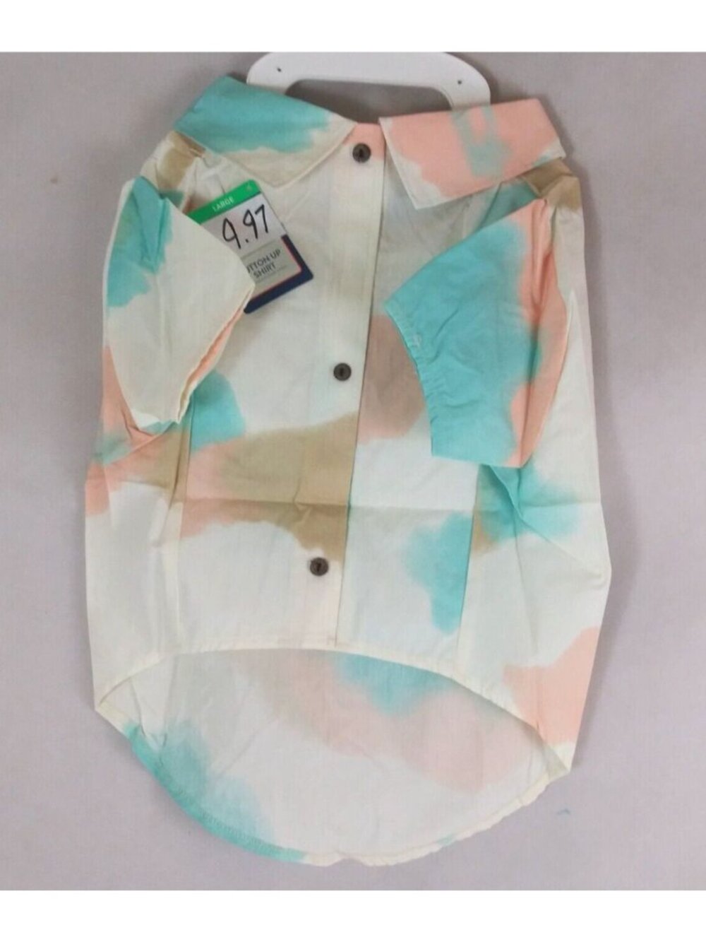NWT Top Paw Tie Dye Button Up Collared Dress Shirt for Dogs Size Large